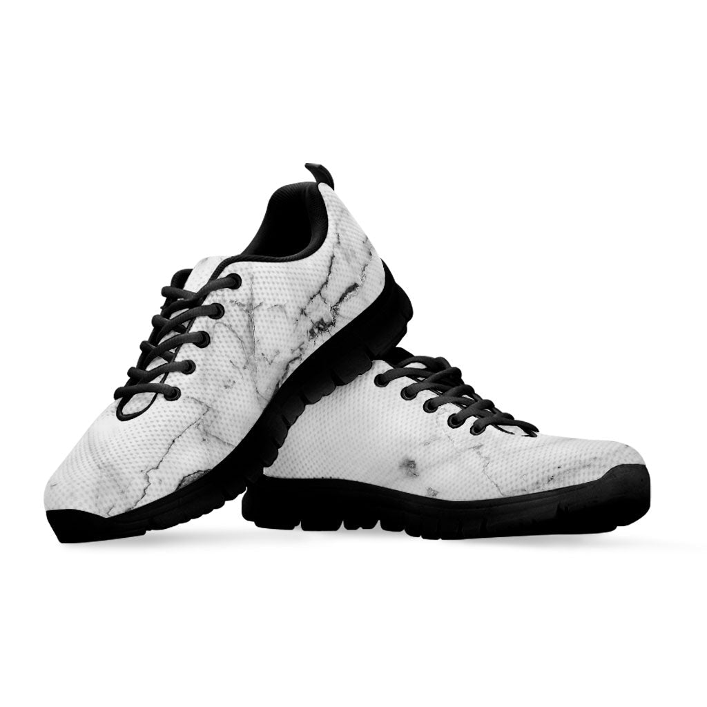 Grey Marble Stone Print Black Running Shoes