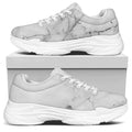 Grey Marble Stone Print White Chunky Shoes