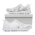 Grey Marble Stone Print White Running Shoes