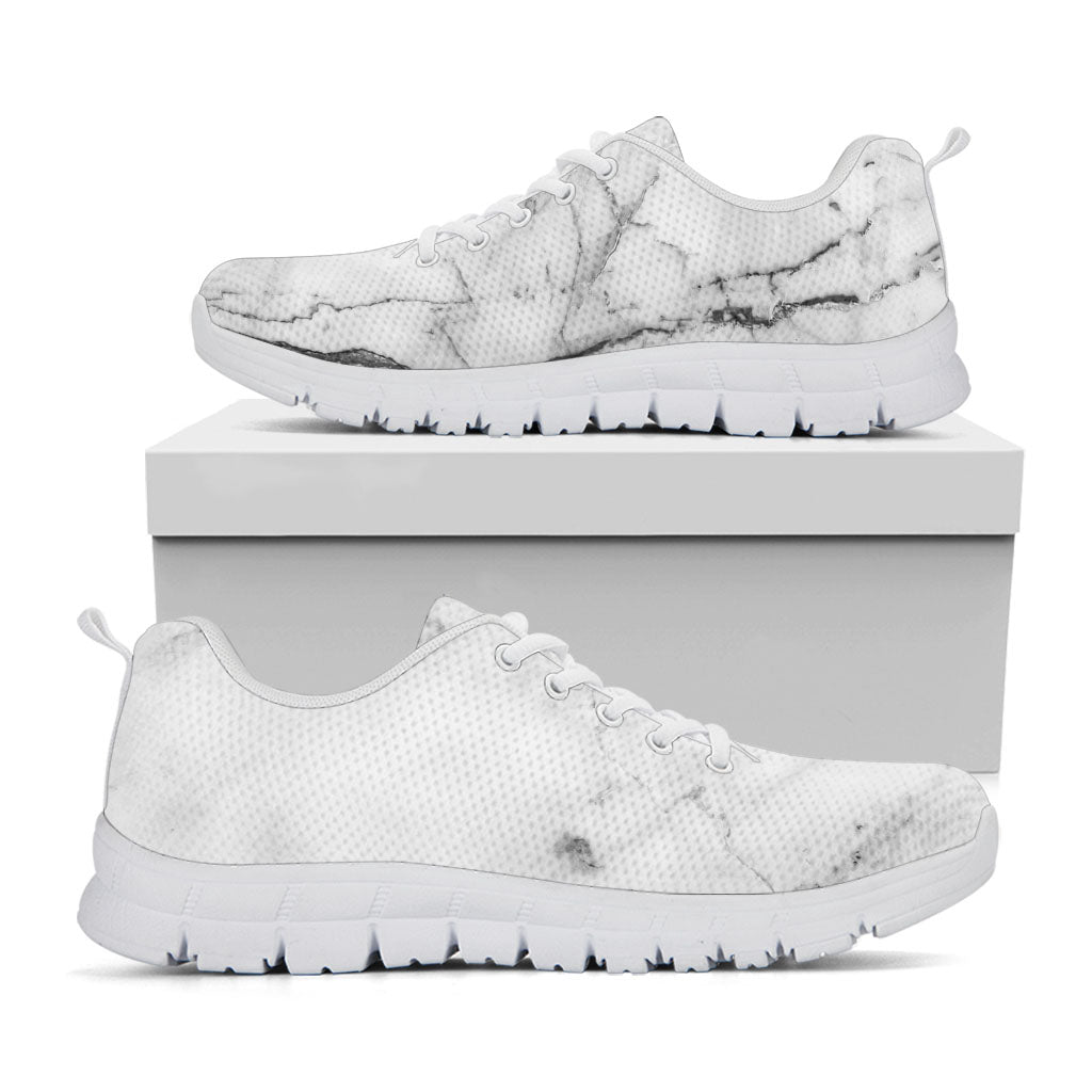 Grey Marble Stone Print White Running Shoes