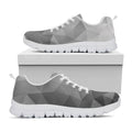 Grey Polygonal Geometric Print White Running Shoes