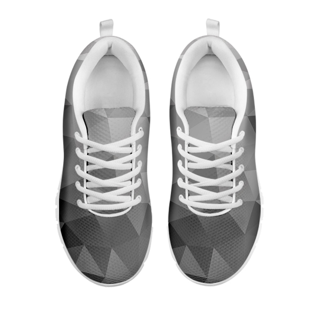 Grey Polygonal Geometric Print White Running Shoes