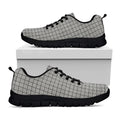 Grey Windowpane Pattern Print Black Running Shoes