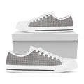 Grey Windowpane Pattern Print White Low Top Sneakers