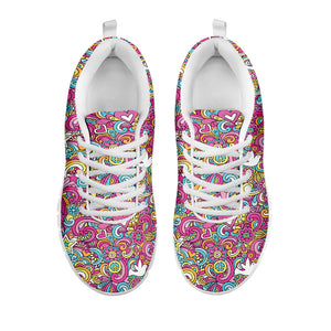 Groovy Girly Peace Pattern Print White Running Shoes