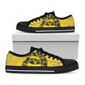 Grunge Gadsden Flag Print Black Low Top Sneakers