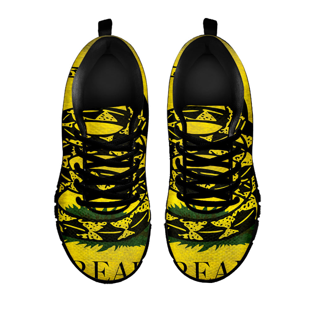 Grunge Gadsden Flag Print Black Running Shoes