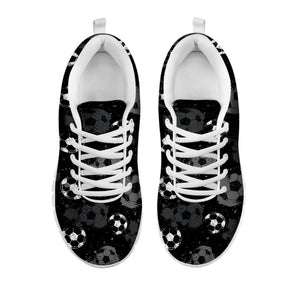 Grunge Soccer Ball Pattern Print White Running Shoes