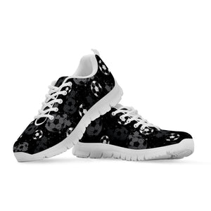 Grunge Soccer Ball Pattern Print White Running Shoes