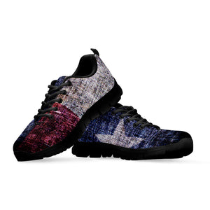 Grunge Texas Flag Print Black Running Shoes