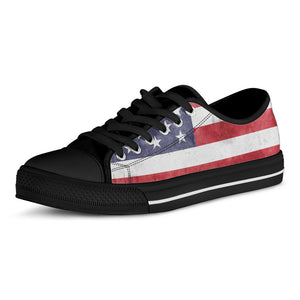 Grunge USA Flag Print Black Low Top Sneakers
