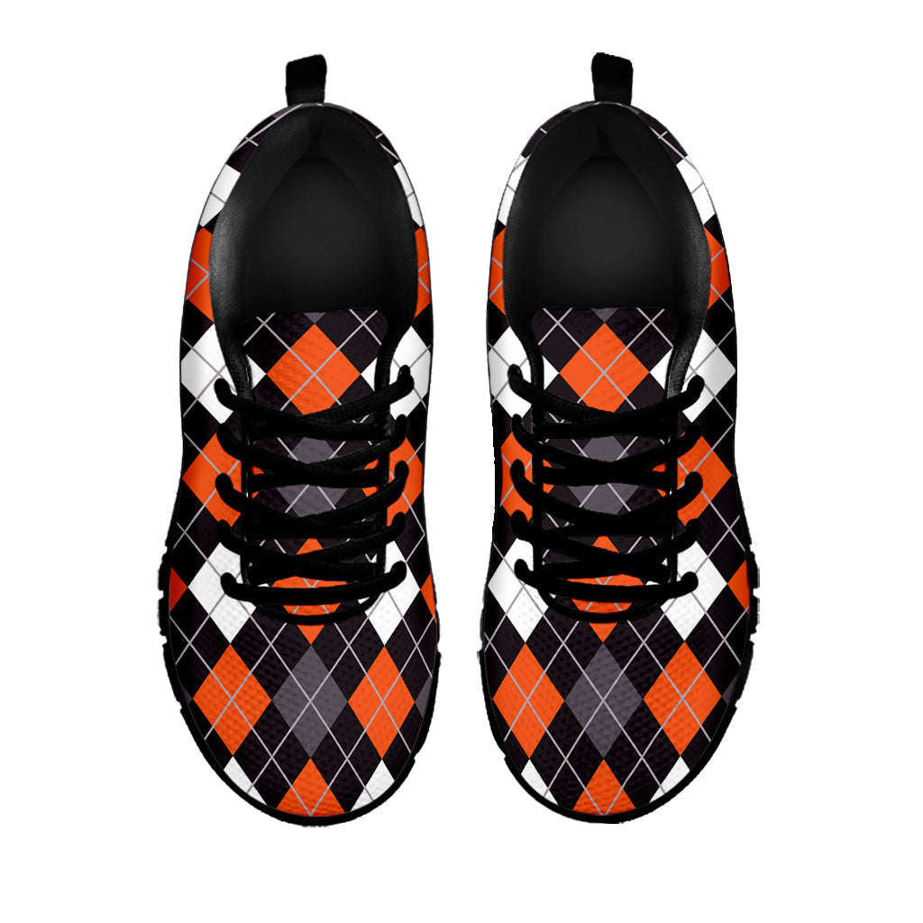 Halloween Argyle Pattern Print Black Running Shoes