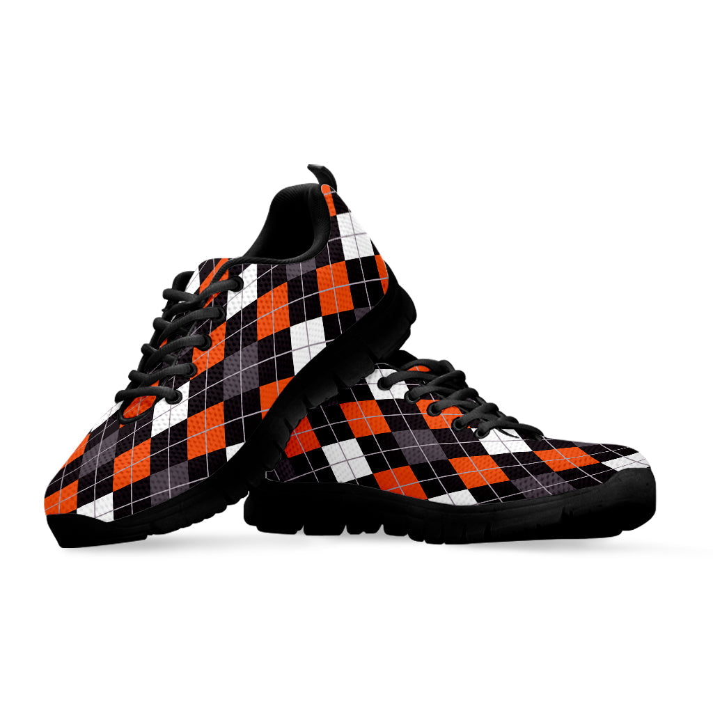 Halloween Argyle Pattern Print Black Running Shoes