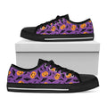 Halloween Bat And Pumpkin Pattern Print Black Low Top Sneakers