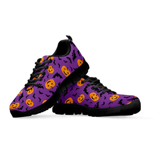 Halloween Bat And Pumpkin Pattern Print Black Running Shoes