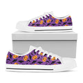 Halloween Bat And Pumpkin Pattern Print White Low Top Sneakers