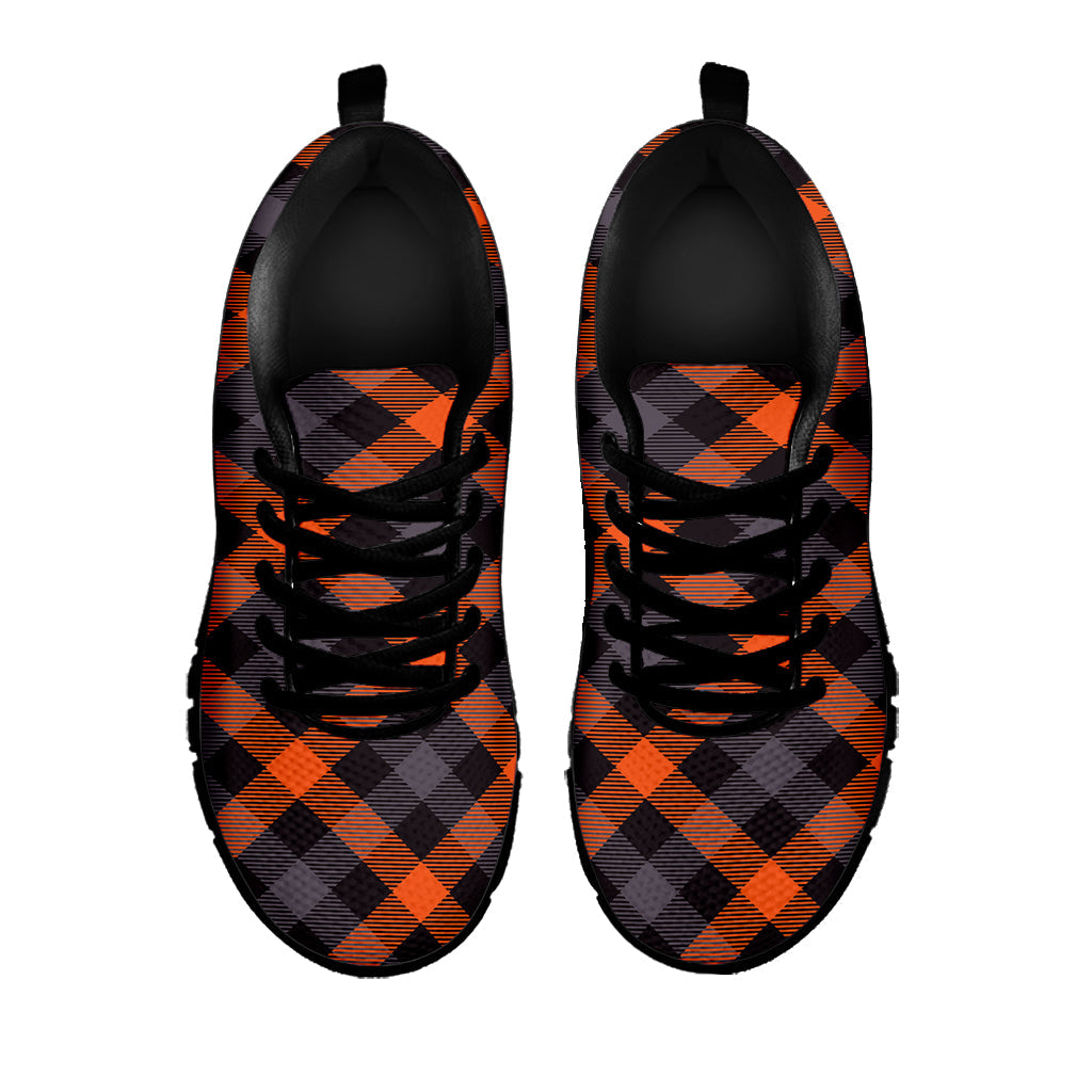 Halloween Buffalo Check Pattern Print Black Running Shoes