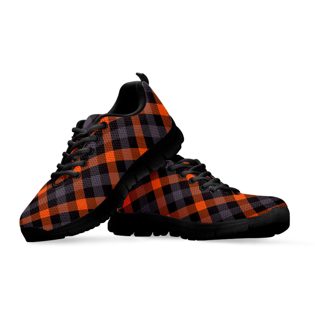 Halloween Buffalo Check Pattern Print Black Running Shoes