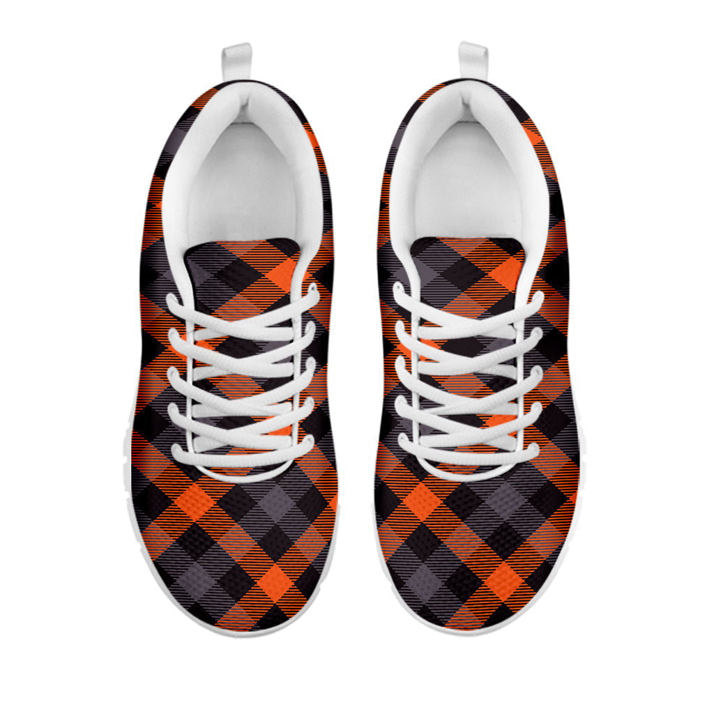 Halloween Buffalo Check Pattern Print White Running Shoes