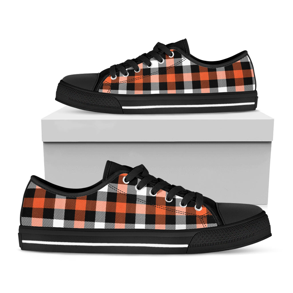 Halloween Buffalo Plaid Pattern Print Black Low Top Sneakers