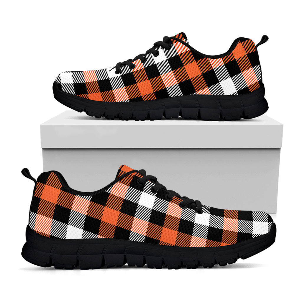 Halloween Buffalo Plaid Pattern Print Black Running Shoes