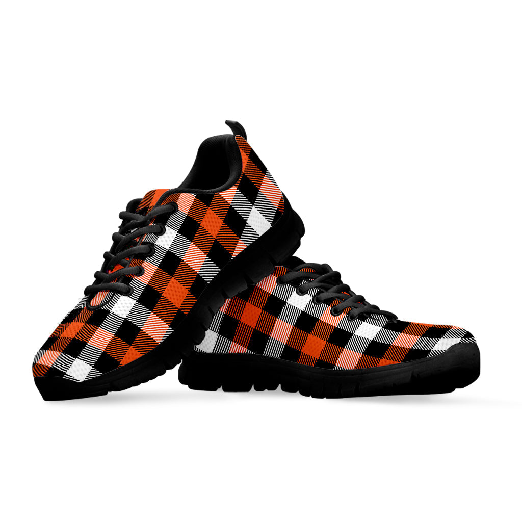 Halloween Buffalo Plaid Pattern Print Black Running Shoes
