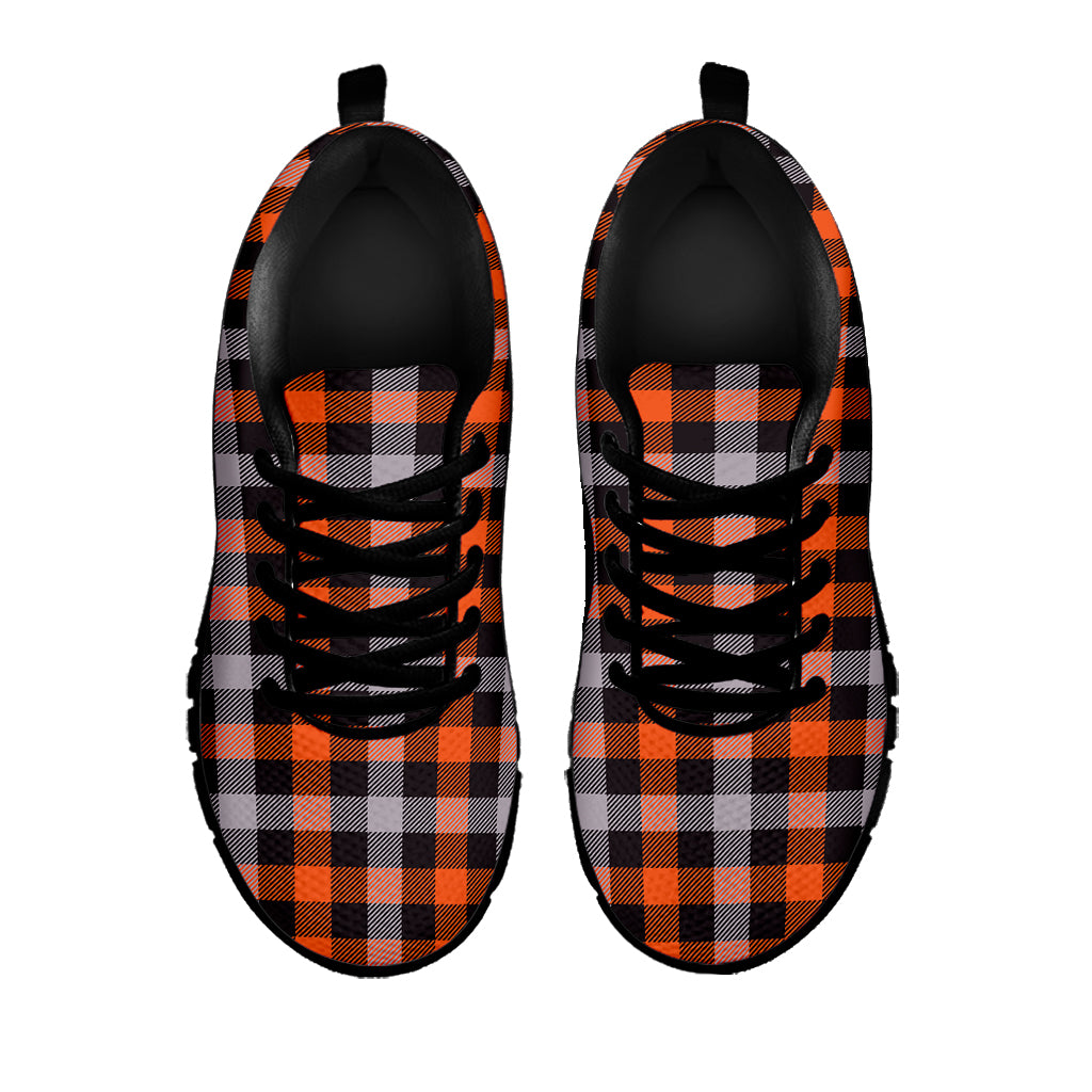 Halloween Buffalo Plaid Print Black Running Shoes