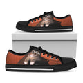 Halloween Cute Witch Cat Print Black Low Top Sneakers