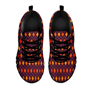 Halloween Diamond Shape Pattern Print Black Running Shoes
