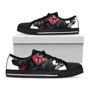 Halloween Evil Vampire Print Black Low Top Sneakers