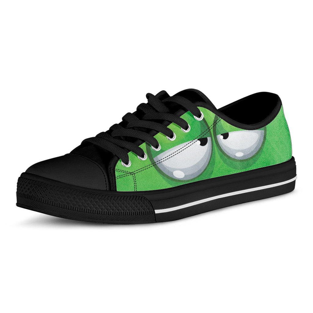 Halloween Frankenstein Face Print Black Low Top Sneakers