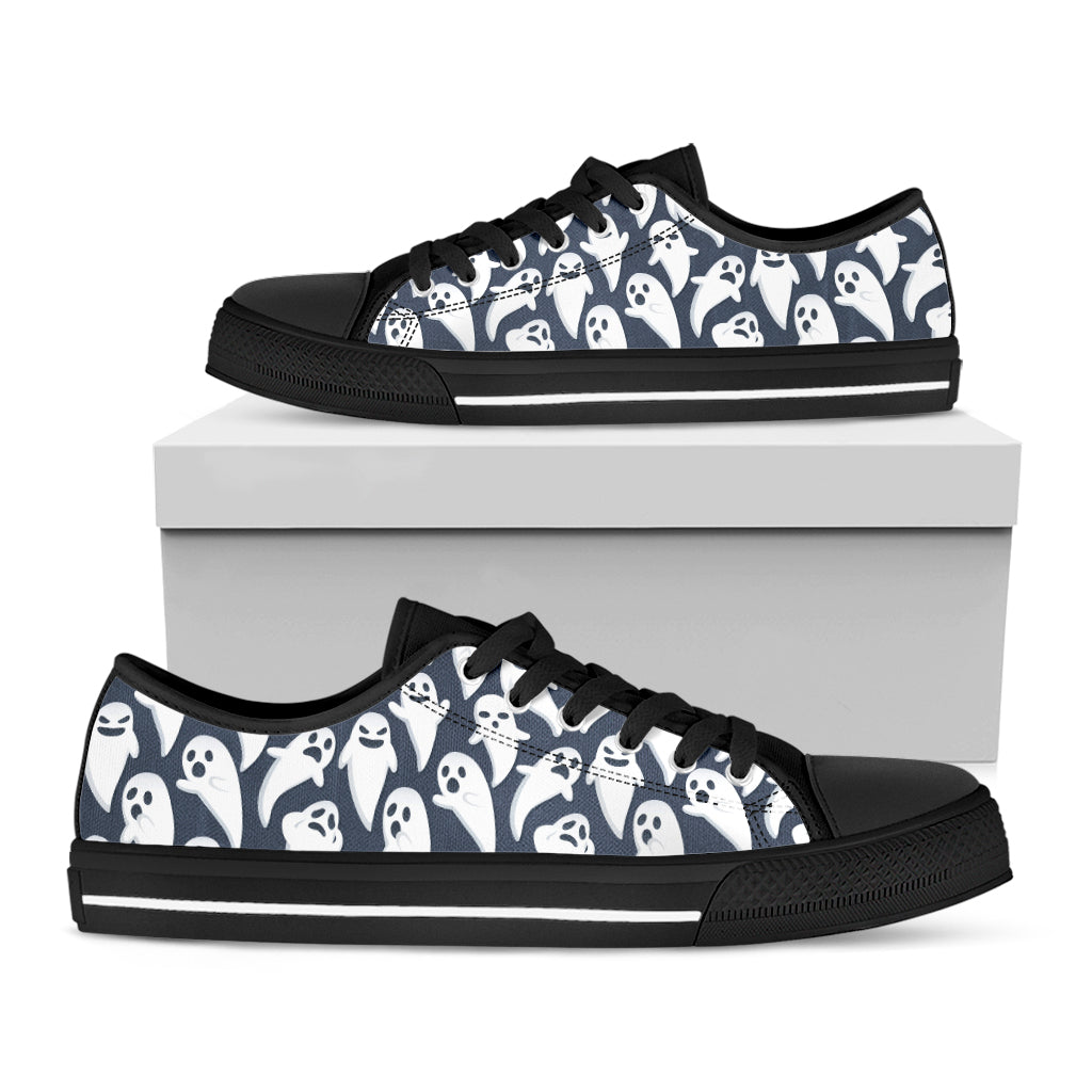 Halloween Ghost Pattern Print Black Low Top Sneakers