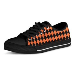 Halloween Harlequin Pattern Print Black Low Top Sneakers