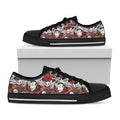 Halloween Monsters Pattern Print Black Low Top Sneakers
