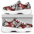 Halloween Monsters Pattern Print White Chunky Shoes