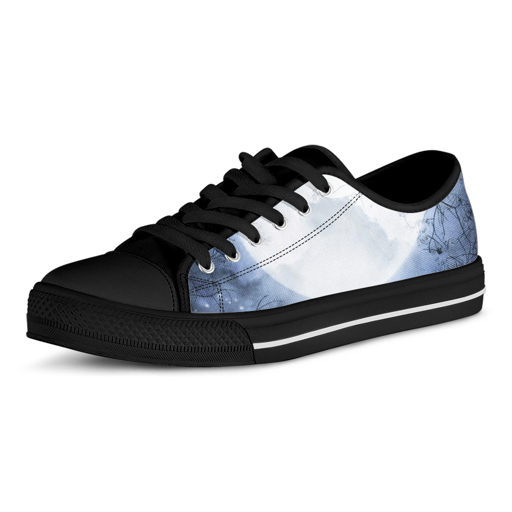 Halloween Moonlight Print Black Low Top Sneakers