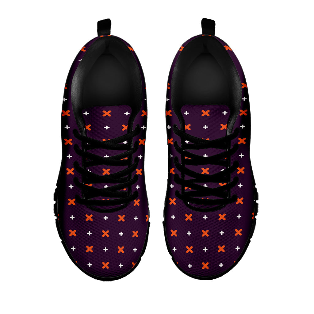 Halloween Plus And Cross Pattern Print Black Running Shoes