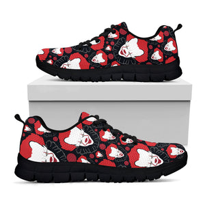 Halloween Scary Clown Pattern Print Black Running Shoes