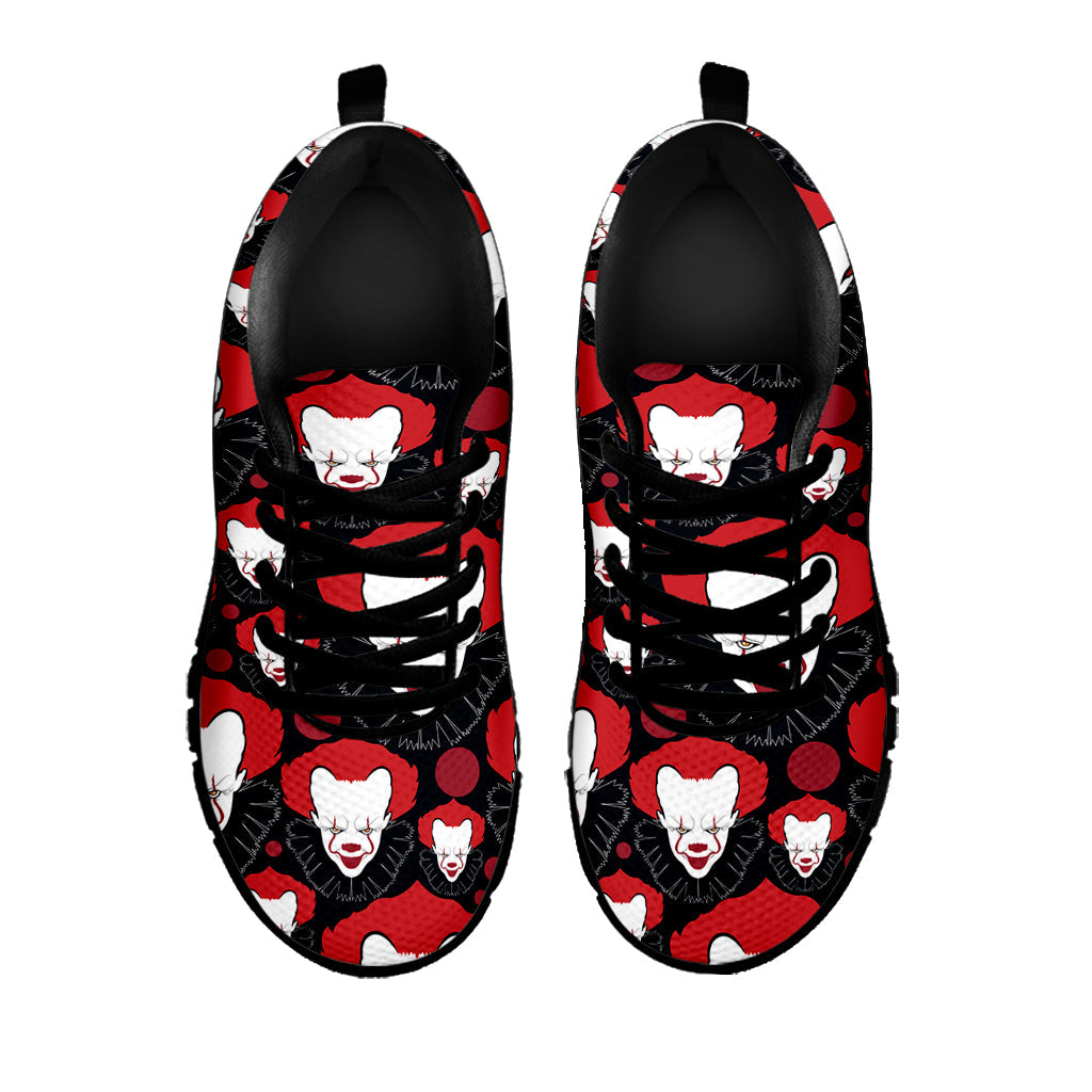 Halloween Scary Clown Pattern Print Black Running Shoes