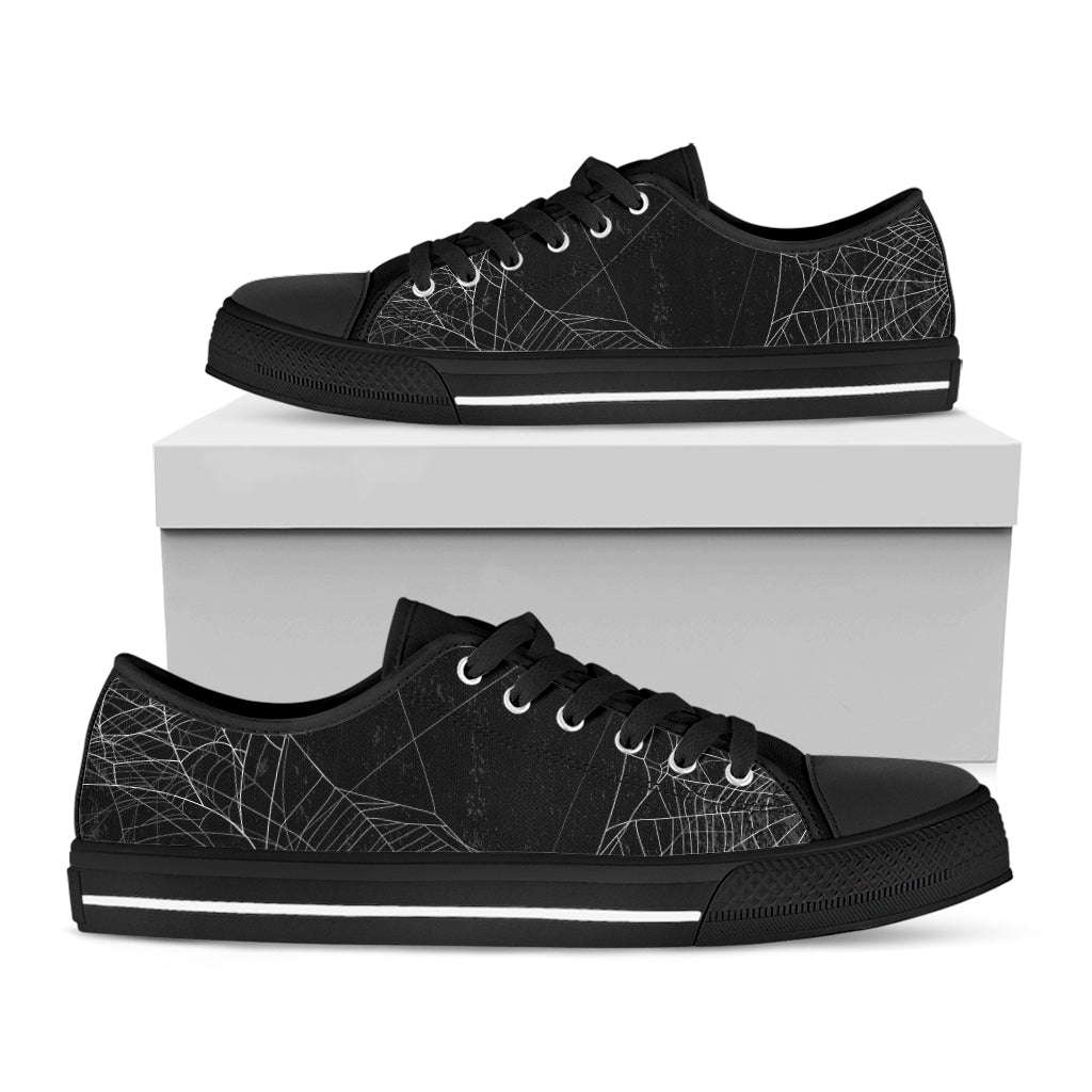 Halloween Spider Web Print Black Low Top Sneakers