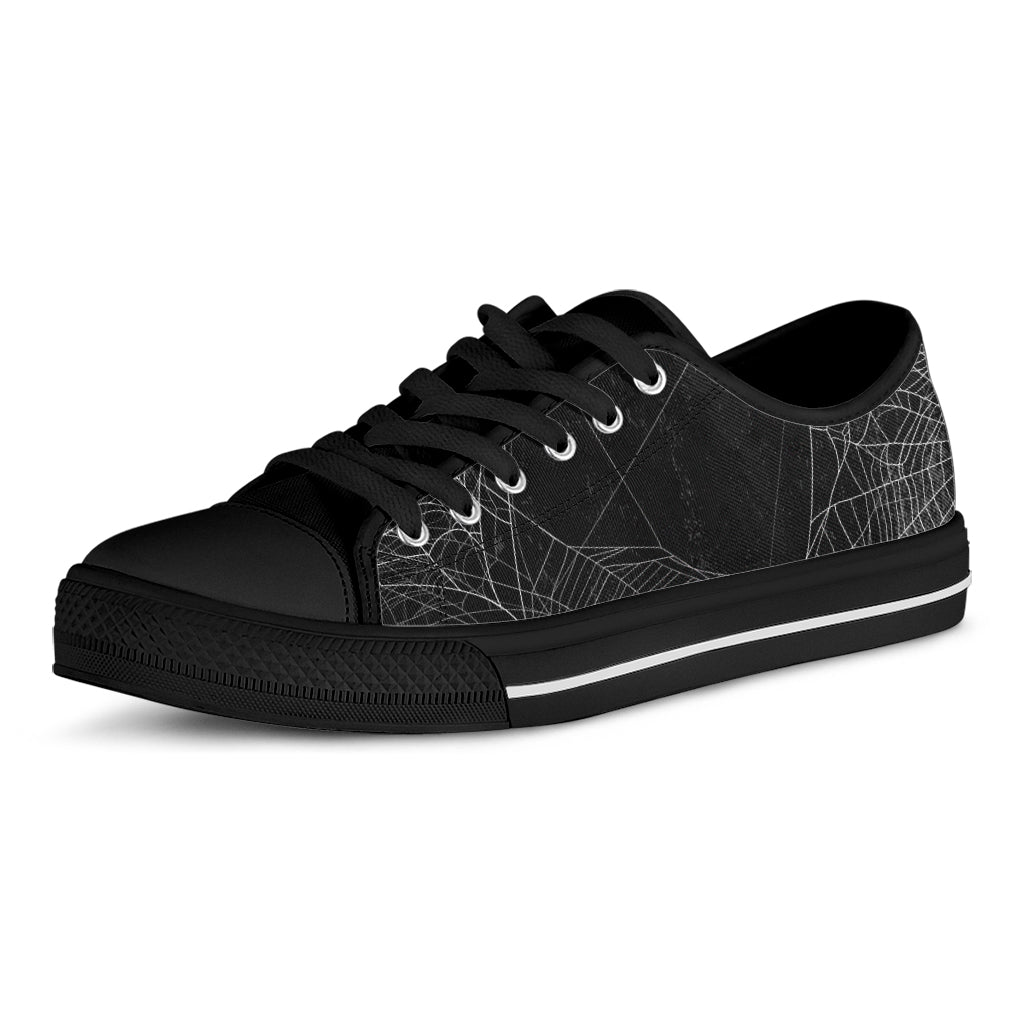 Halloween Spider Web Print Black Low Top Sneakers