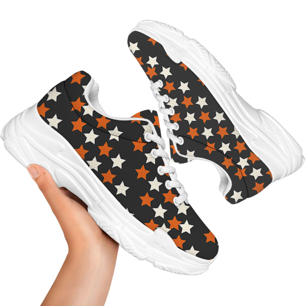 Halloween Star Pattern Print White Chunky Shoes