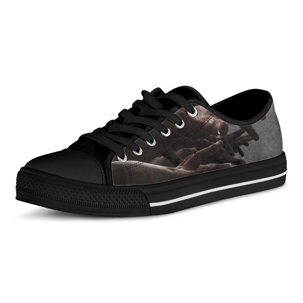 Halloween Zombie Hands Print Black Low Top Sneakers