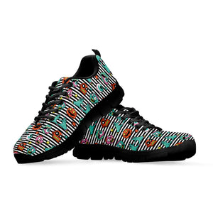 Halloween Zombie Striped Pattern Print Black Running Shoes