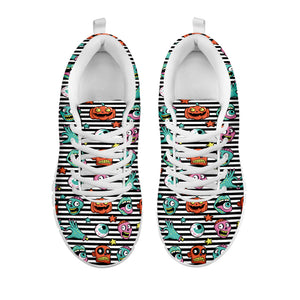 Halloween Zombie Striped Pattern Print White Running Shoes