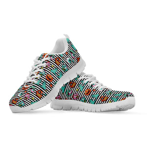 Halloween Zombie Striped Pattern Print White Running Shoes
