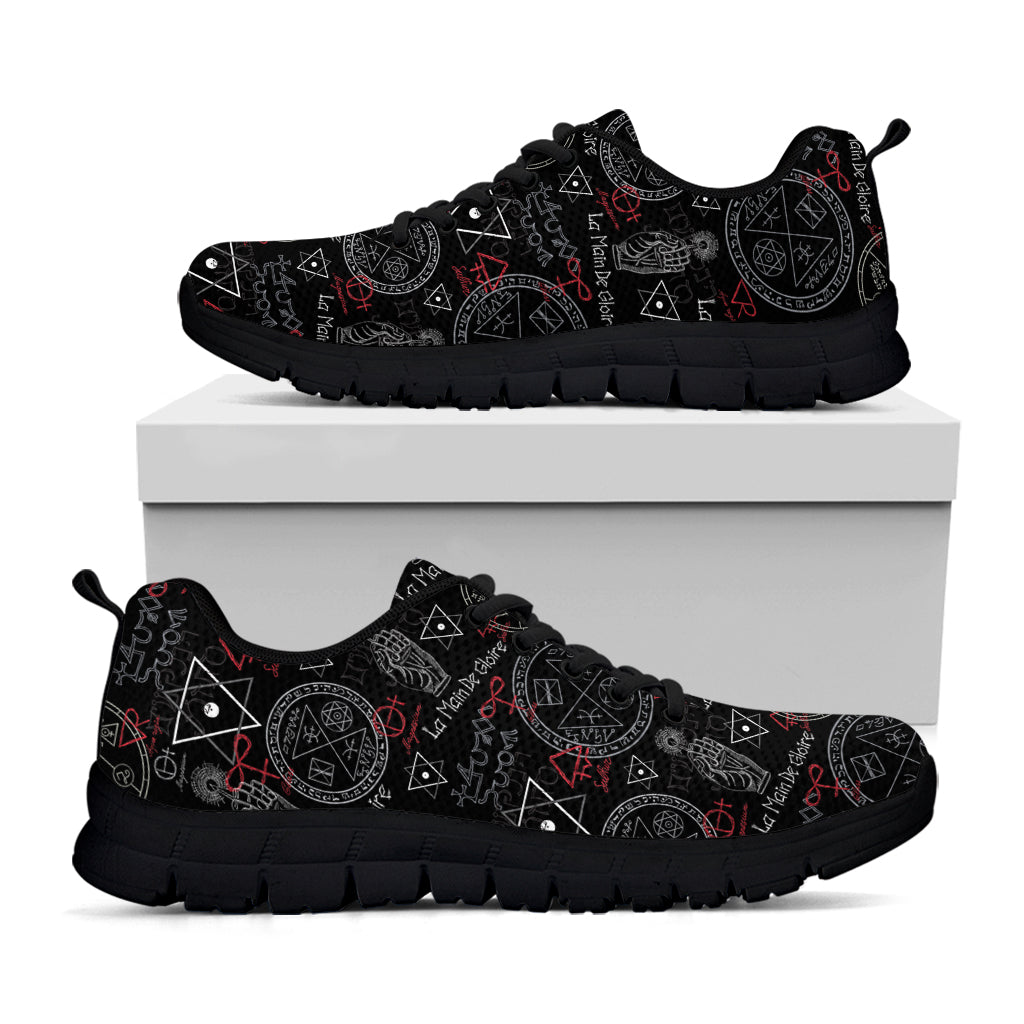Hand Of Glory Black Magic Witch Print Black Running Shoes