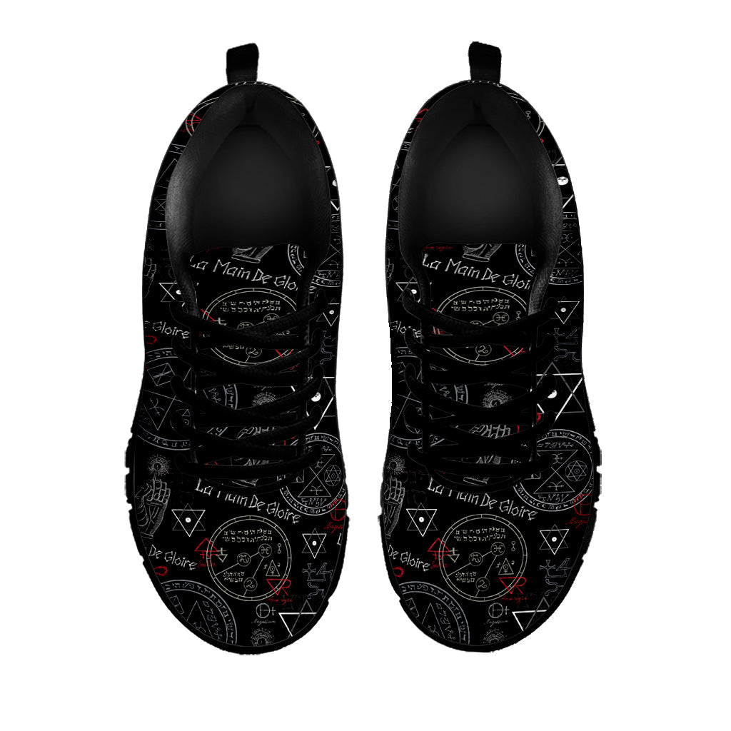 Hand Of Glory Black Magic Witch Print Black Running Shoes