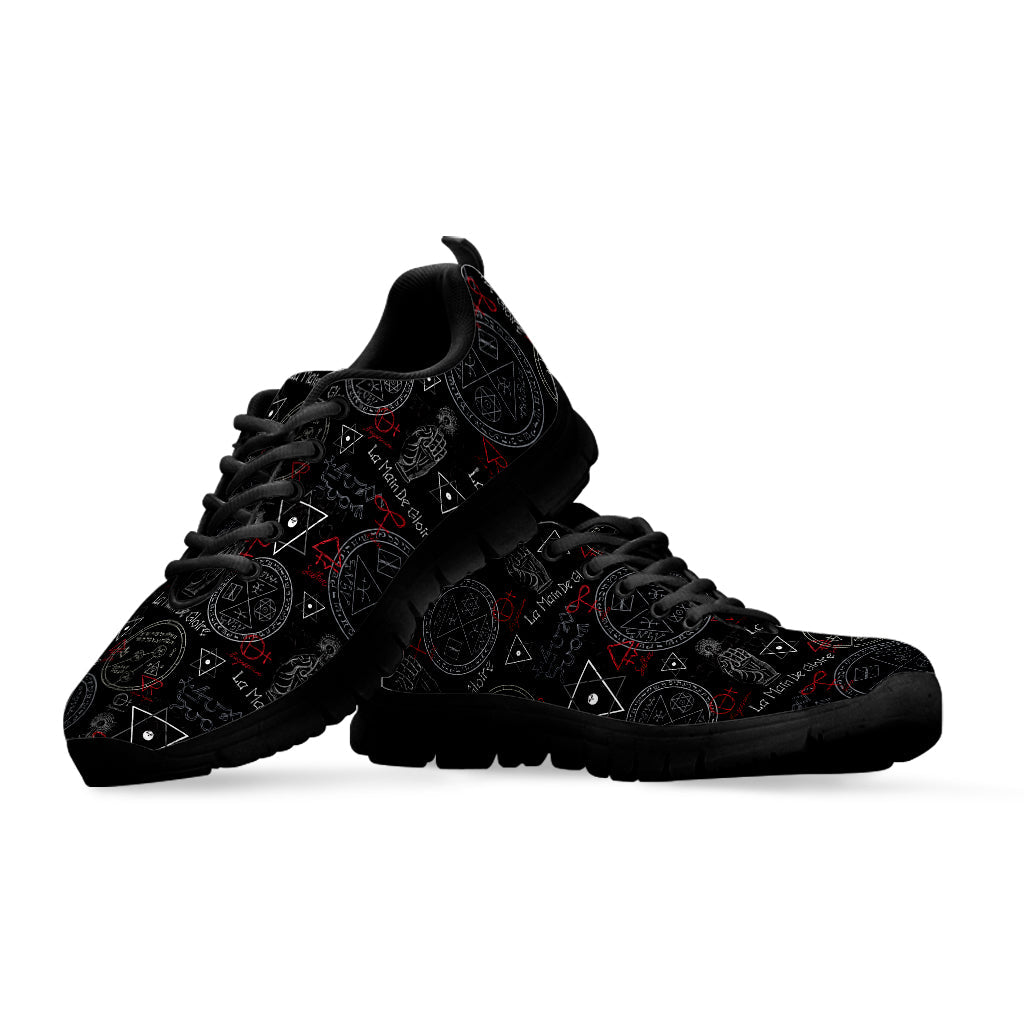 Hand Of Glory Black Magic Witch Print Black Running Shoes