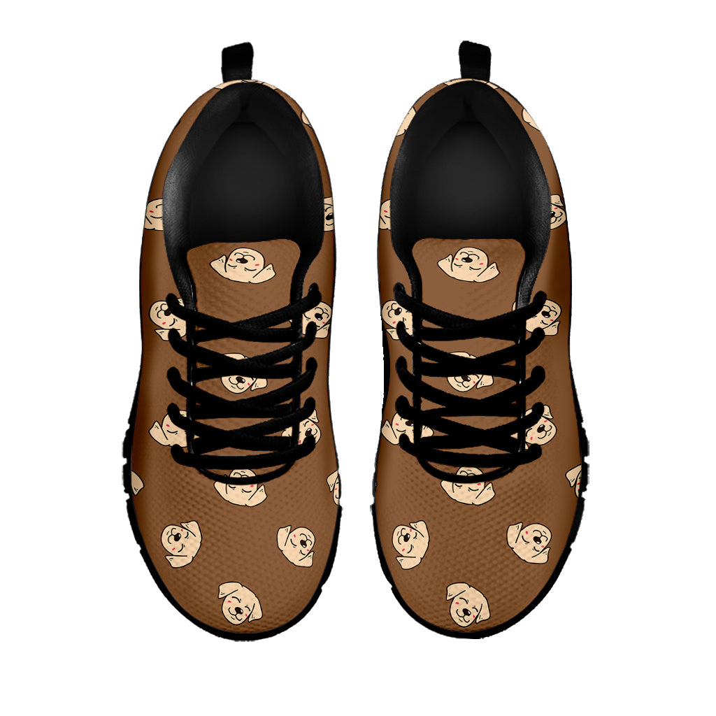 Happy Labrador Retriever Pattern Print Black Running Shoes